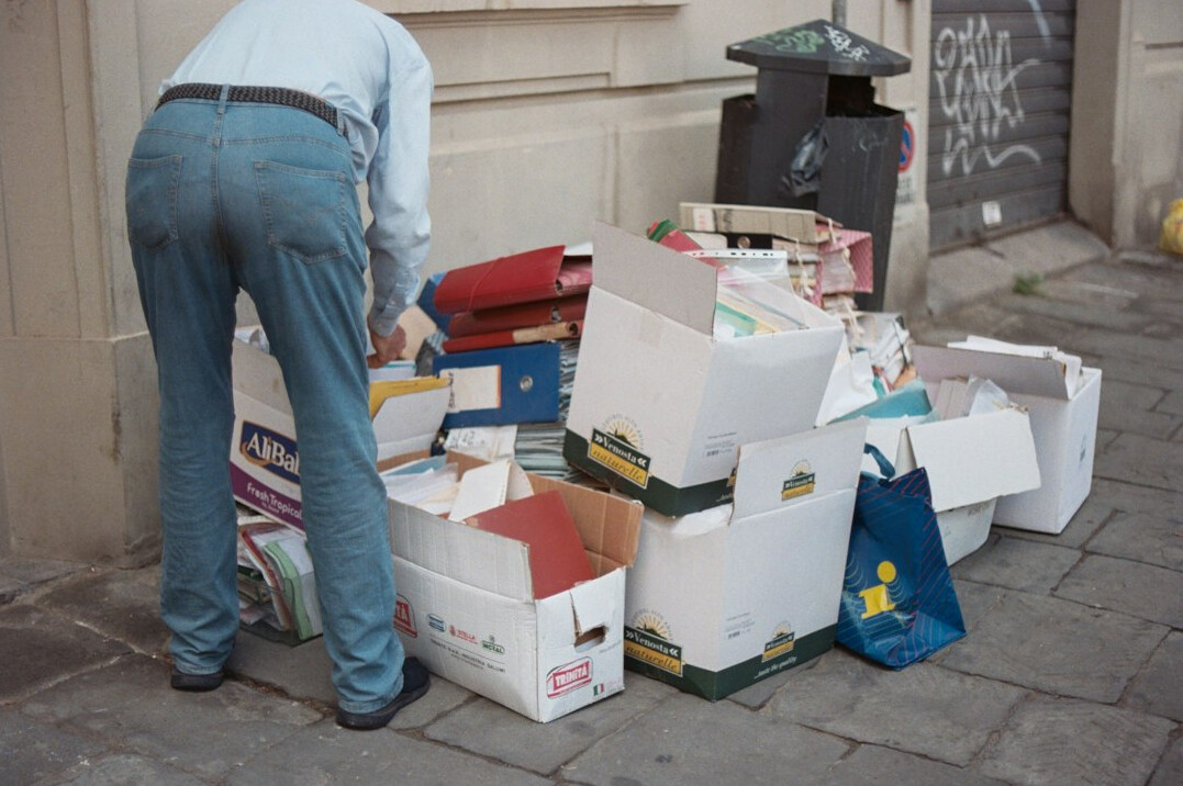 investigator reviewing old files